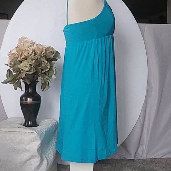 Dress Mossimo Teal Blue  Green Empire Waist Sundress Babydoll T Shirt Fabric S - Picture 2 of 5